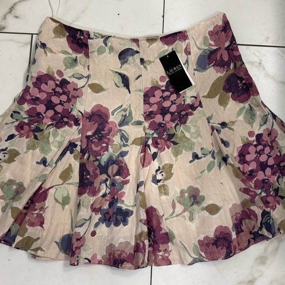 Ralph Lauren Dresses & Skirts - Ralph Lauren Purple & Cream Floral Pleated Skater Skirt